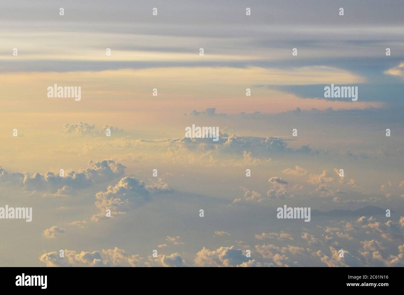 Beautiful sunrise time with fluffy clouds and gradient colour from the ...