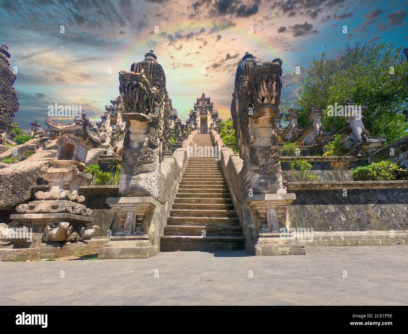 Rainbow at Gate of Haven is one of the popular destination in Bali indonesia Stock Photo