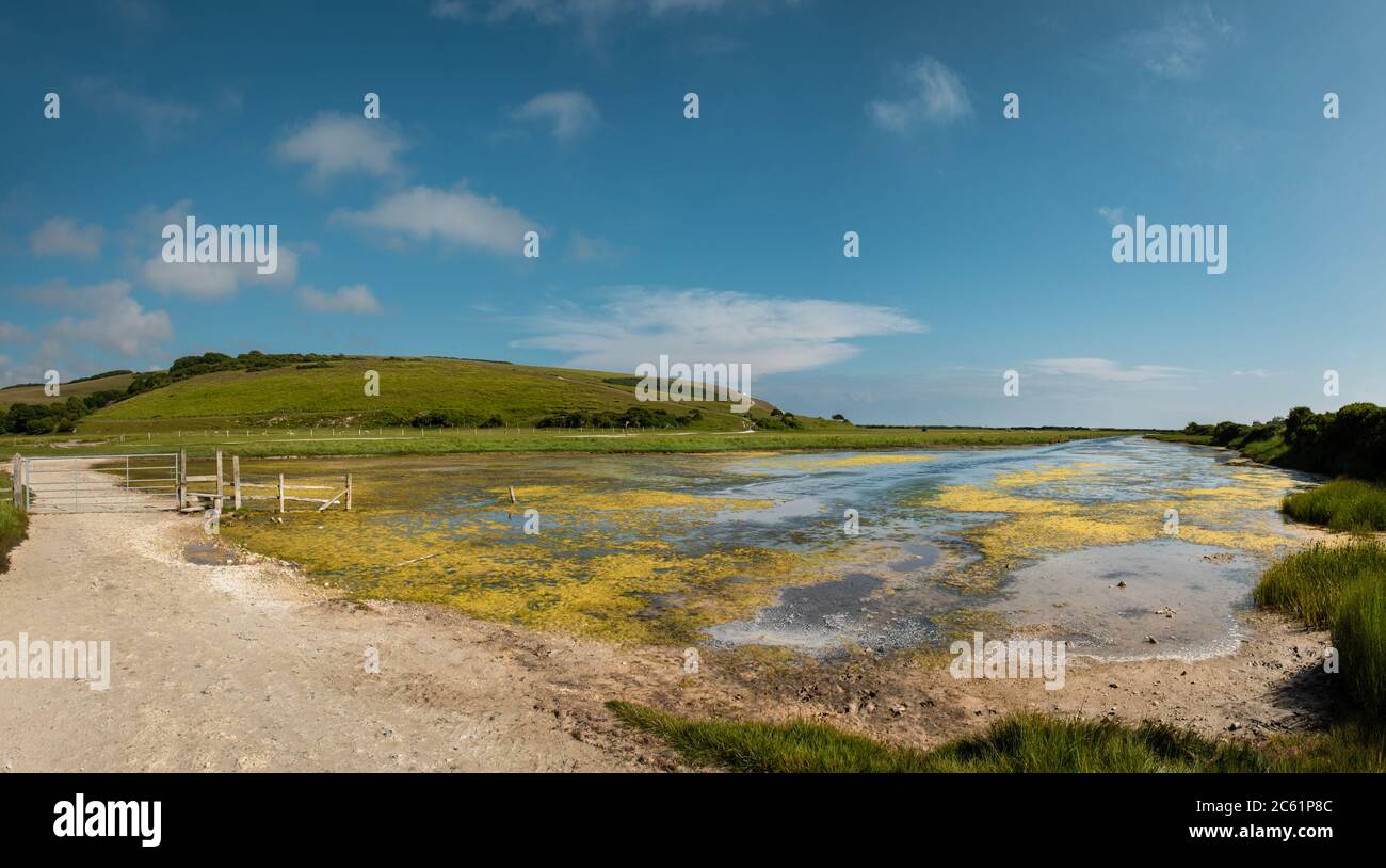 Cuckmere Valley and Seven Sisters cliffs, England Stock Photo