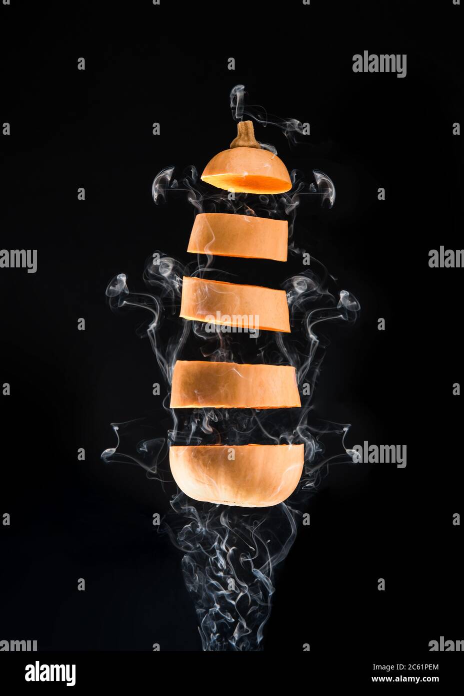 Butternut squash on a black background Stock Photo