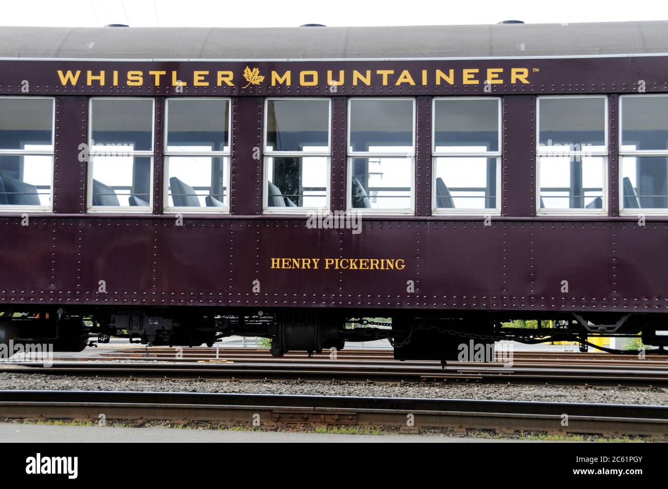 A carriage of the Rocky Mountaineer train service from Vancouver to Whistler in British Columbia