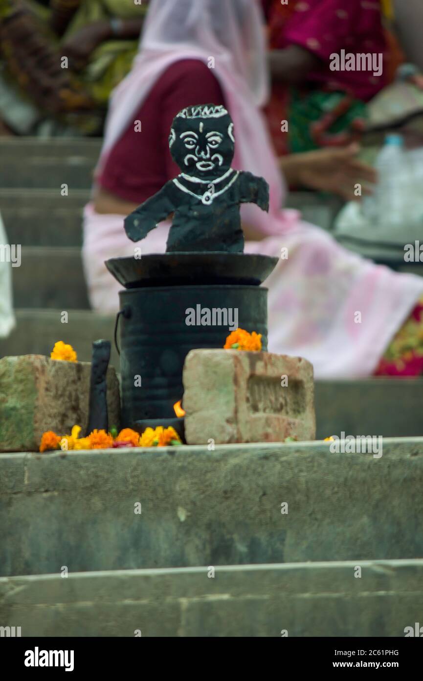 Haridwar India August 18 12 A Depiction Of A Shani God Planet Saturn Used For Taking Donation Stock Photo Alamy