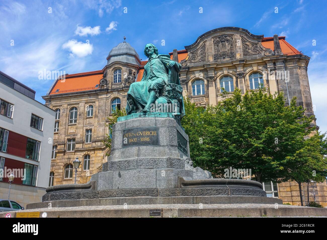Statue of great scientist Otto Guericke in Magdeburg, Germany Stock ...