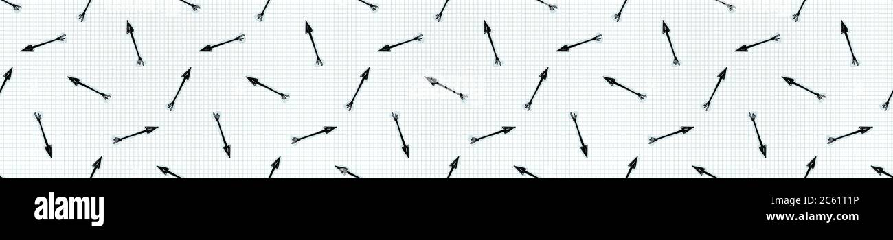 Seamless doodle arrow sketches vector border pattern. Simple hand drawn ...