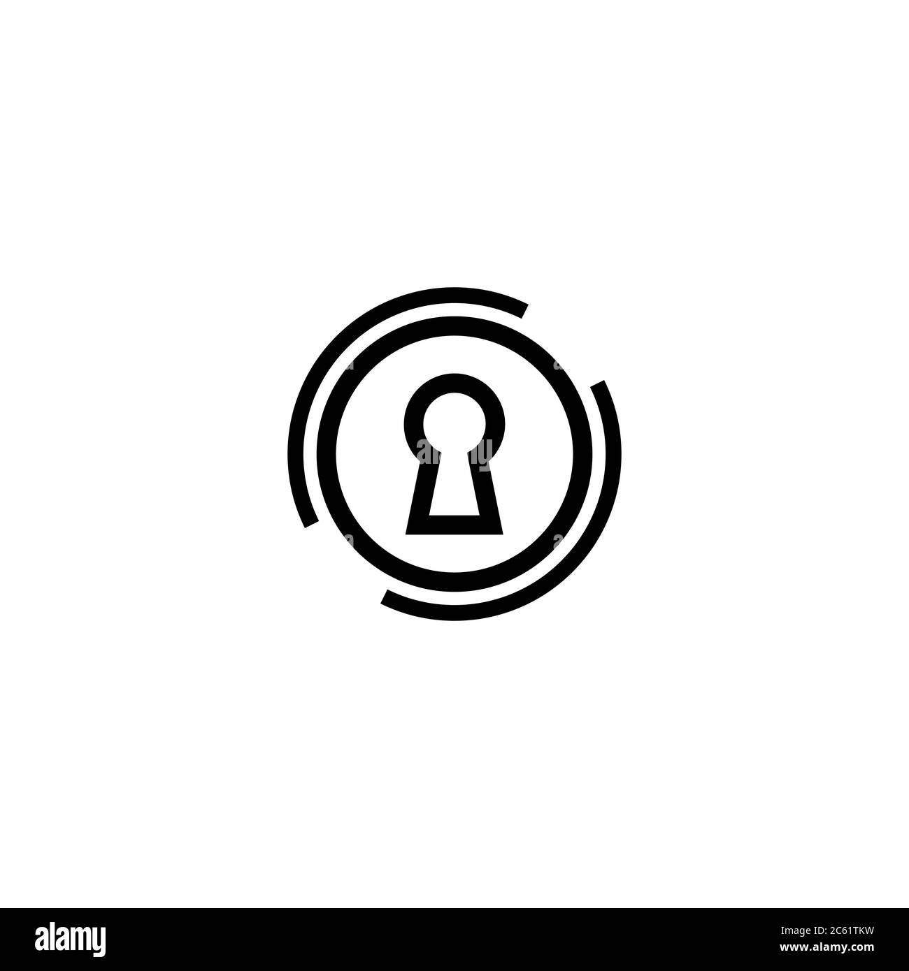 black hey hole in circle. line icon. Padlock, lock symbol isolated on