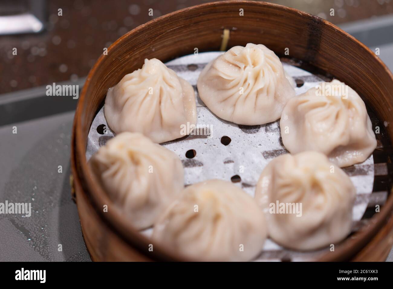 Shanghai meat juicy dumplings, traditional Chinese dish, steamed