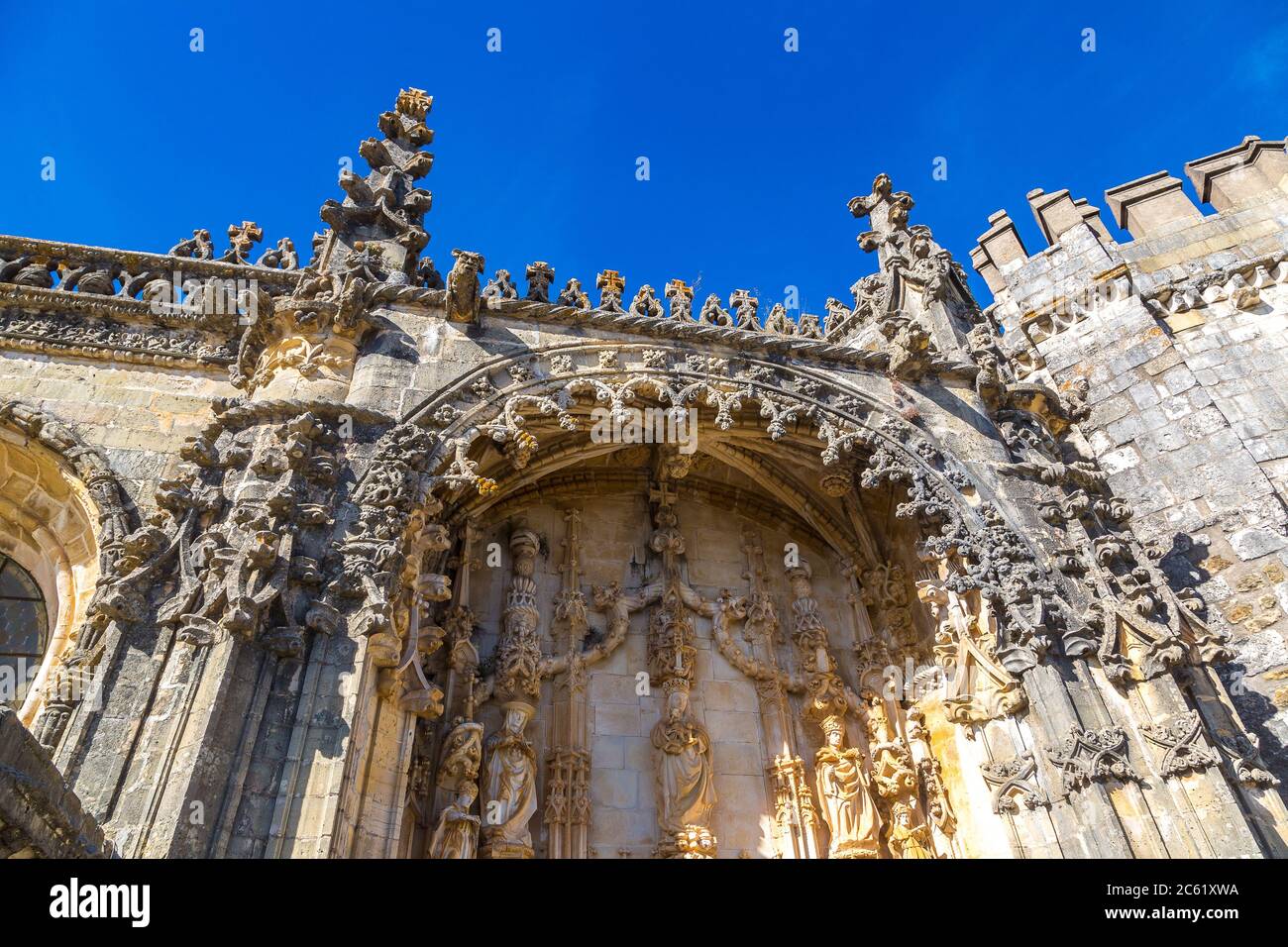 Manueline gate of the Convent of Christ in medieval Templar castle in ...