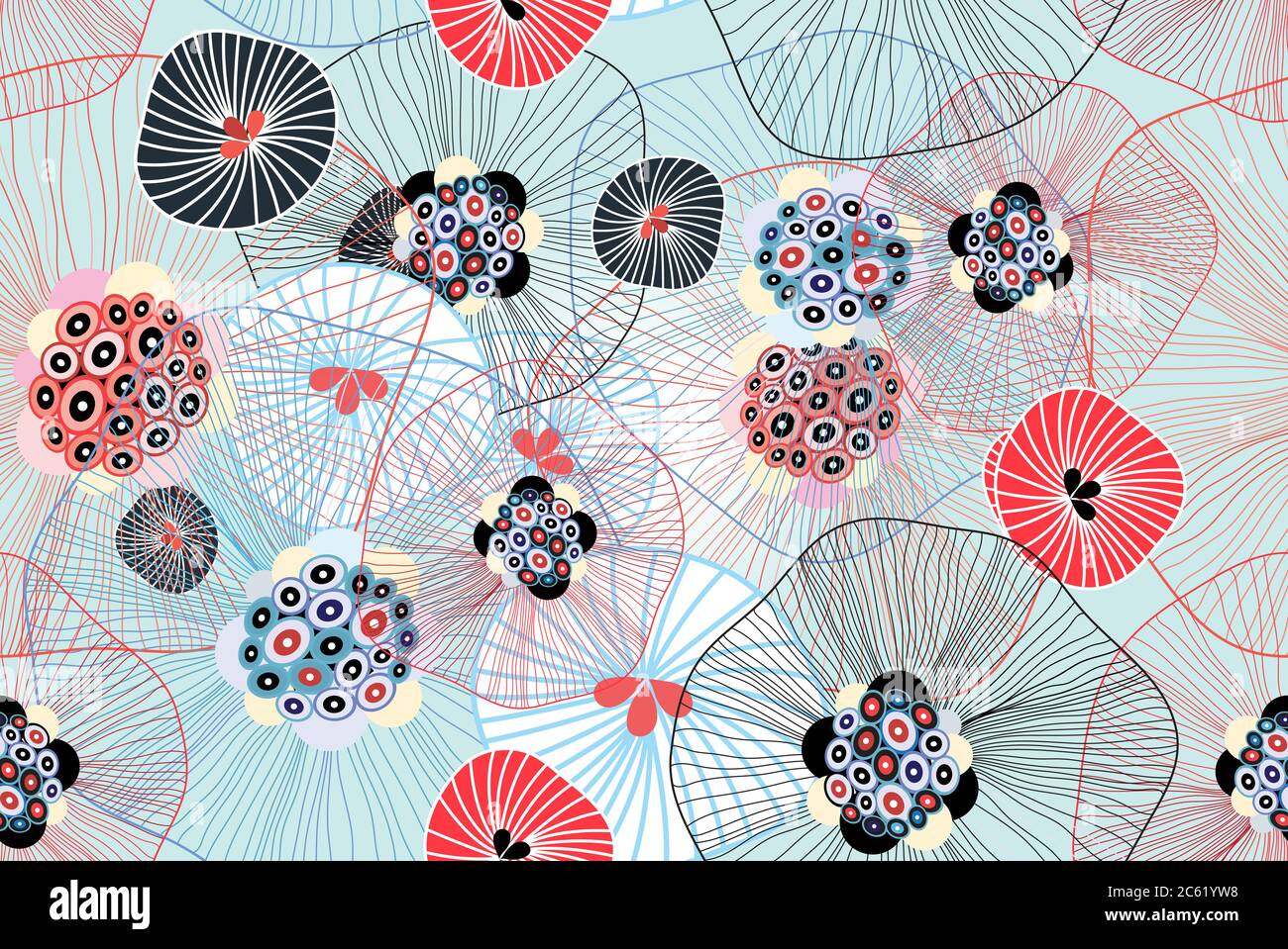 Vector seamless abstract pattern from different fantastic shapes Stock Vector