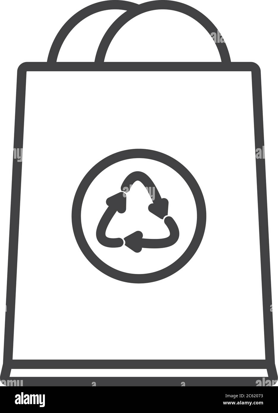 bag with recycle symbol icon over white background, line style, vector ...