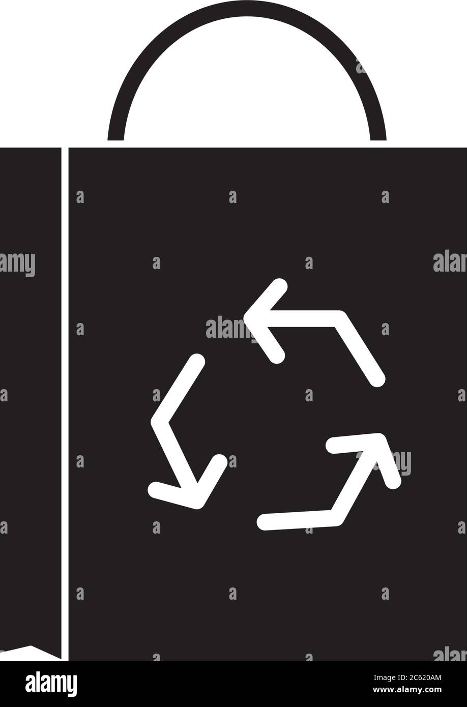 paper bag with recycle symbol icon over white background, silhouette ...