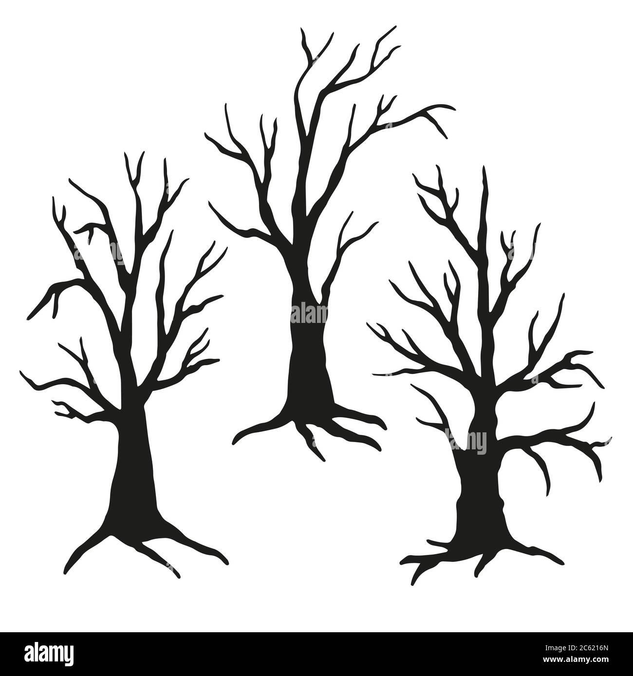 Vector Spooky Tree Silhouette For Halloween Template Stock Vector Image Art Alamy