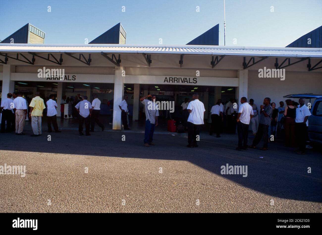 St Lucia Hewanorra International Airport People Waiting at Arrivals Stock Photo