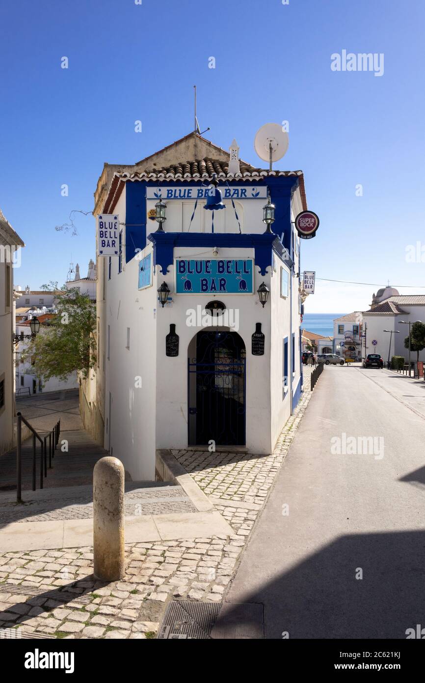 Blue Bell Bar Rua Miguel Bombarda Albufeira Old Town Portugal Stock Photo