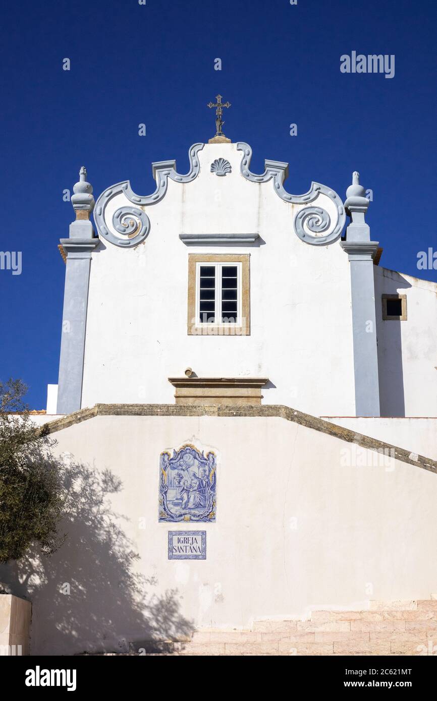 The Igreja de Santa Ana Facade An 18th Century Church In Albufeira Old Town The Algarve Portugal Stock Photo