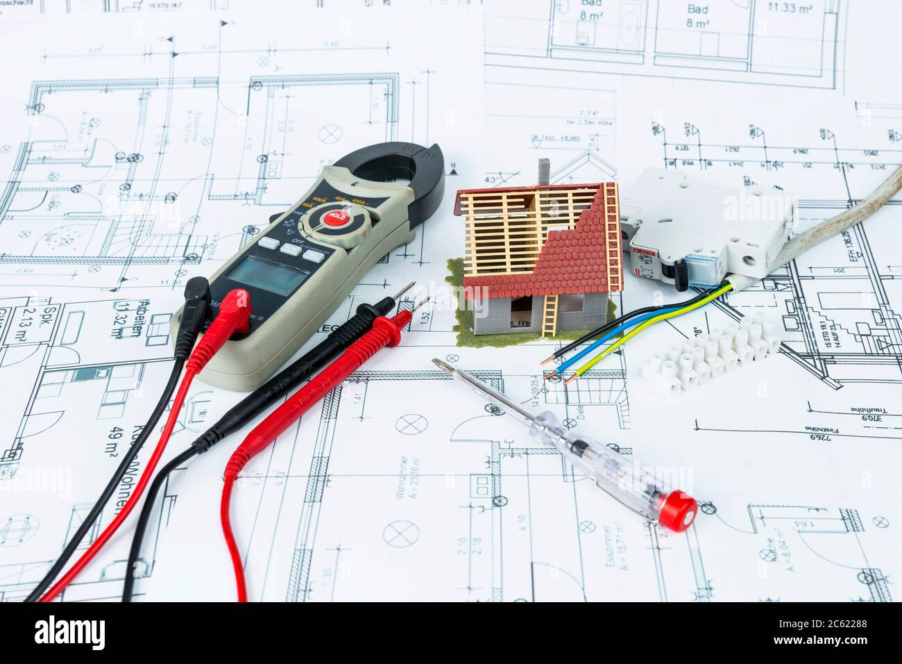 Planning electrical house installation Stock Photo