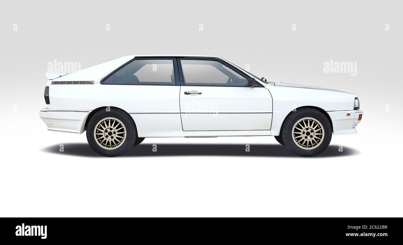 German sport coupe car side view isolated on white Stock Photo - Alamy
