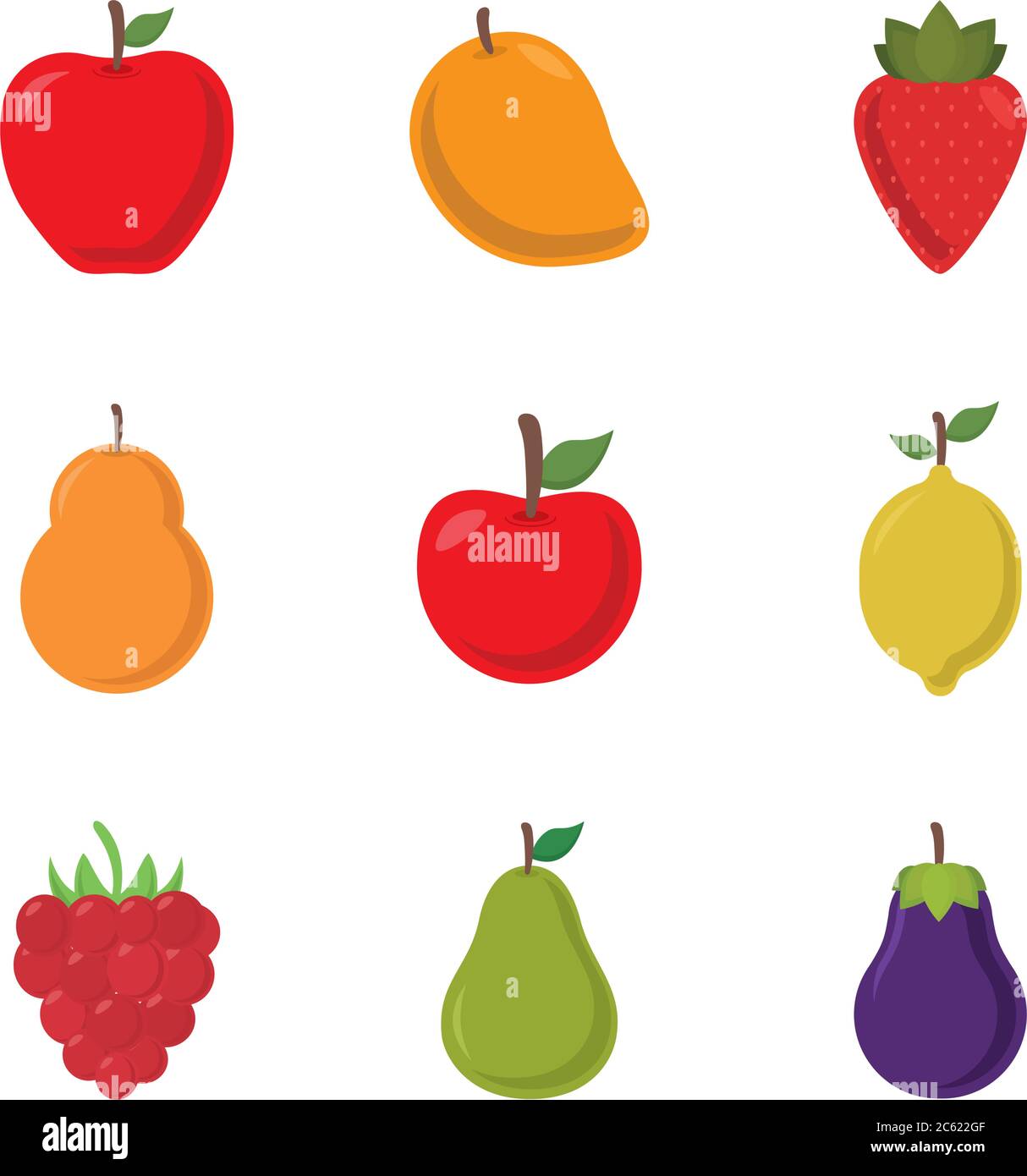 flat style icon set design, Fruits healthy organic food sweet and ...