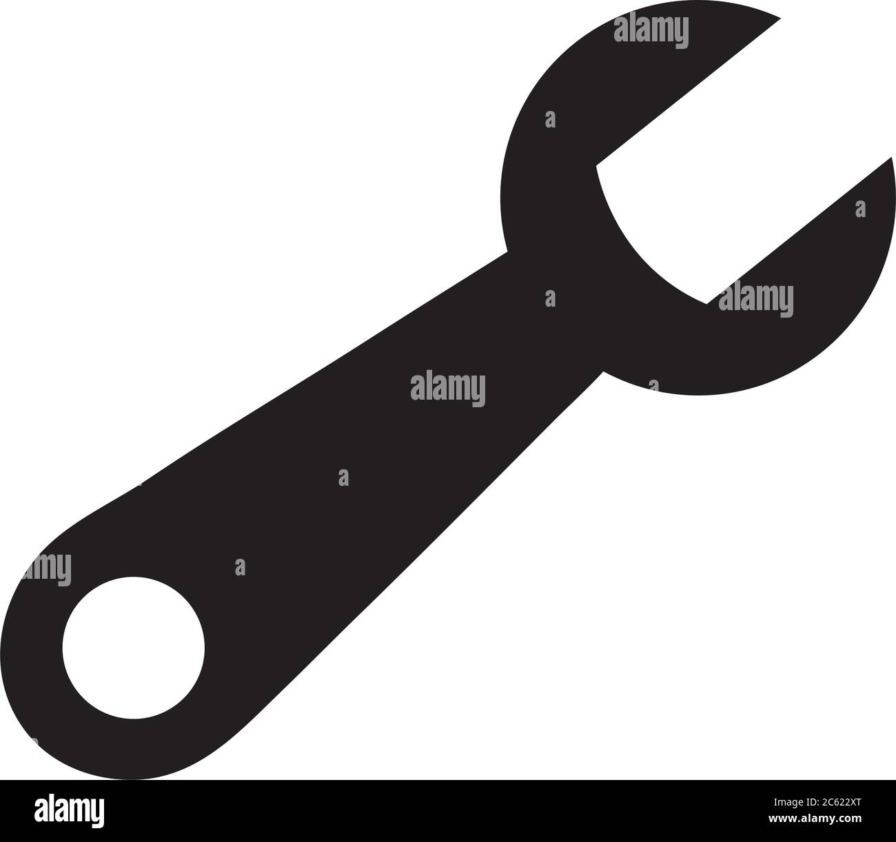 wrench tool icon over white background, silhouette style, vector illustration Stock Vector