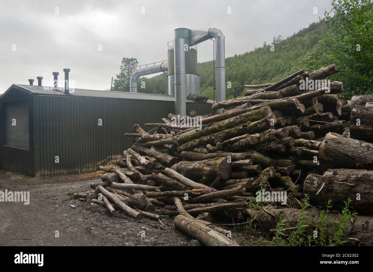 Sawmill in a forest in Ceredigion; Wales; UK Stock Photo - Alamy