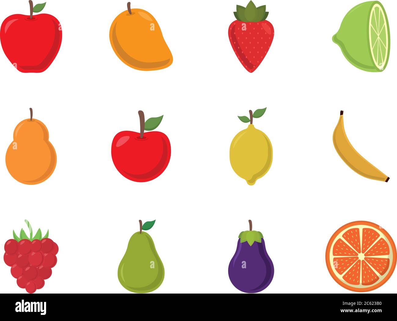 flat style icon set design, Fruits healthy organic food sweet and ...