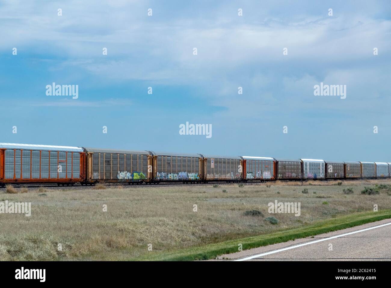 Line of railcars, Wetmore, Colorado, USA Stock Photo