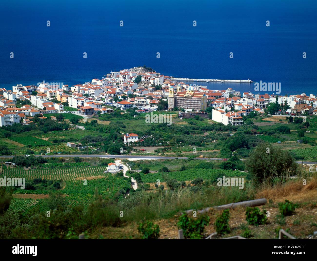 Samos Greece Kokkari Town By The Sea Stock Photo