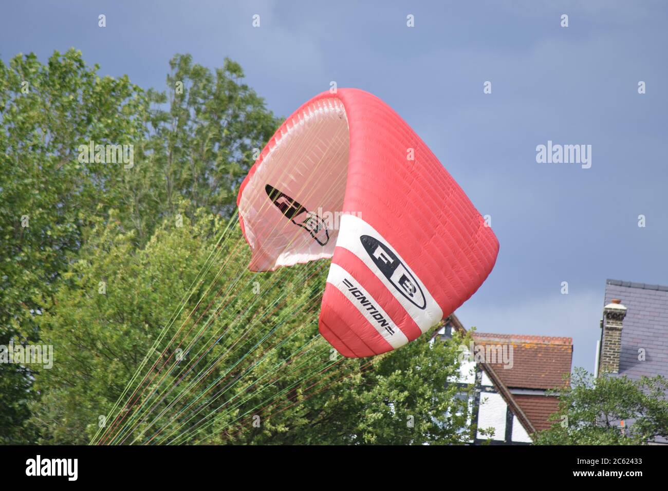 Parachute hang glider in Londons streatham common UK Stock Photo