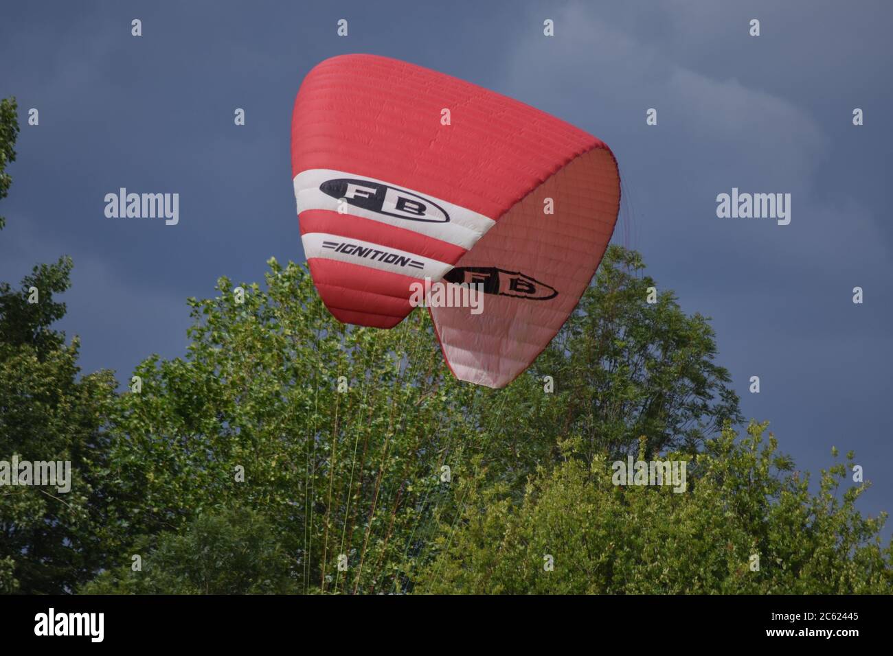 Parachute hang glider in Londons streatham common UK Stock Photo