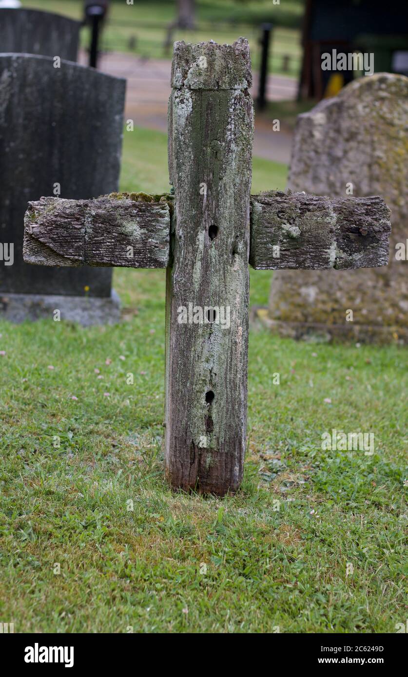 Wooden cross grave marker hires stock photography and images Alamy