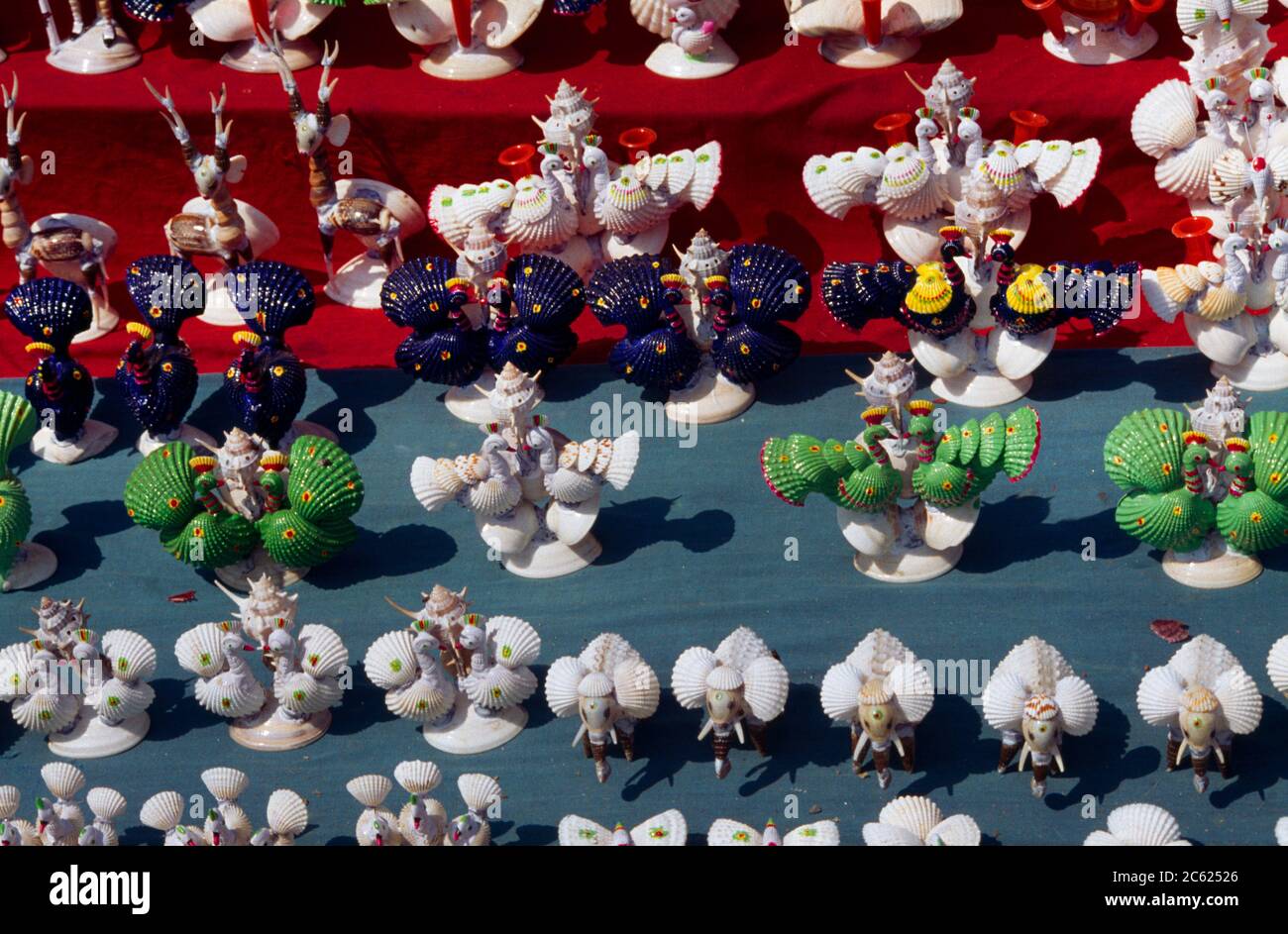 Bay of Bengal India Animal Ornaments made from Seashells Stock Photo