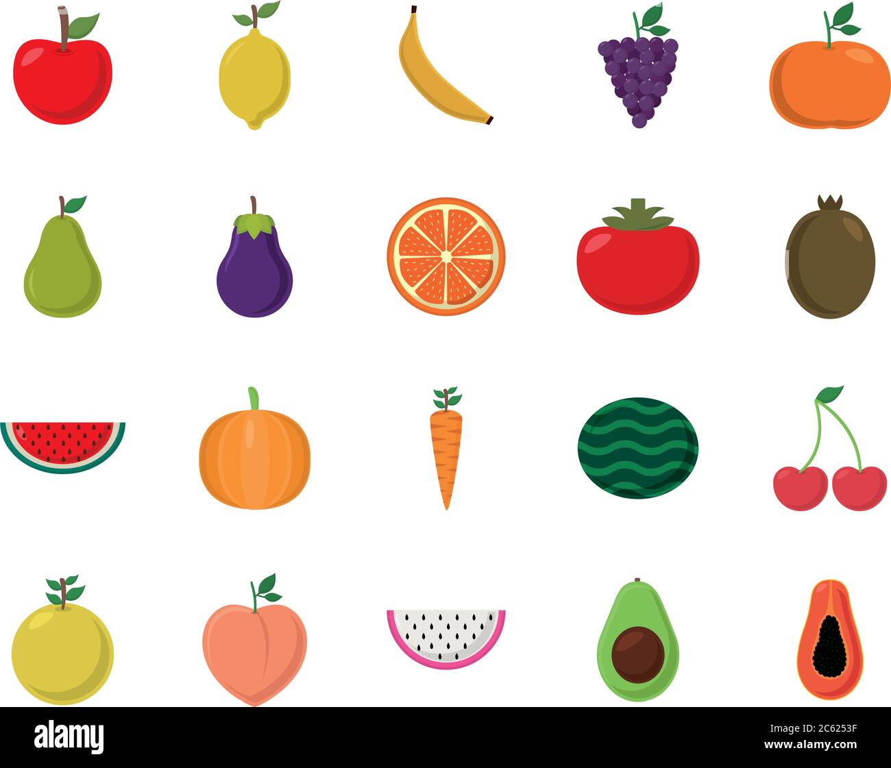flat style icon set design, Fruits healthy organic food sweet and ...