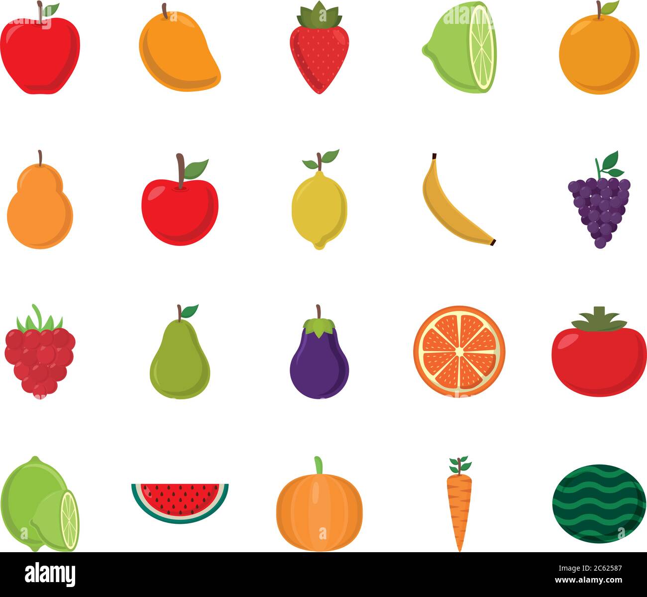 flat style icon set design, Fruits healthy organic food sweet and ...