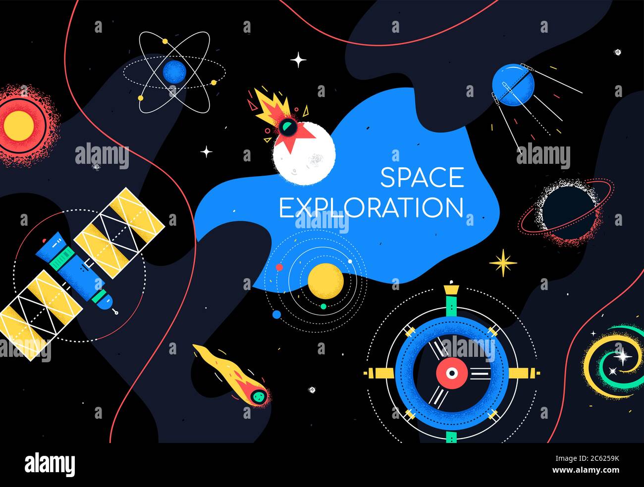 Space exploration - colorful flat design style illustration Stock ...