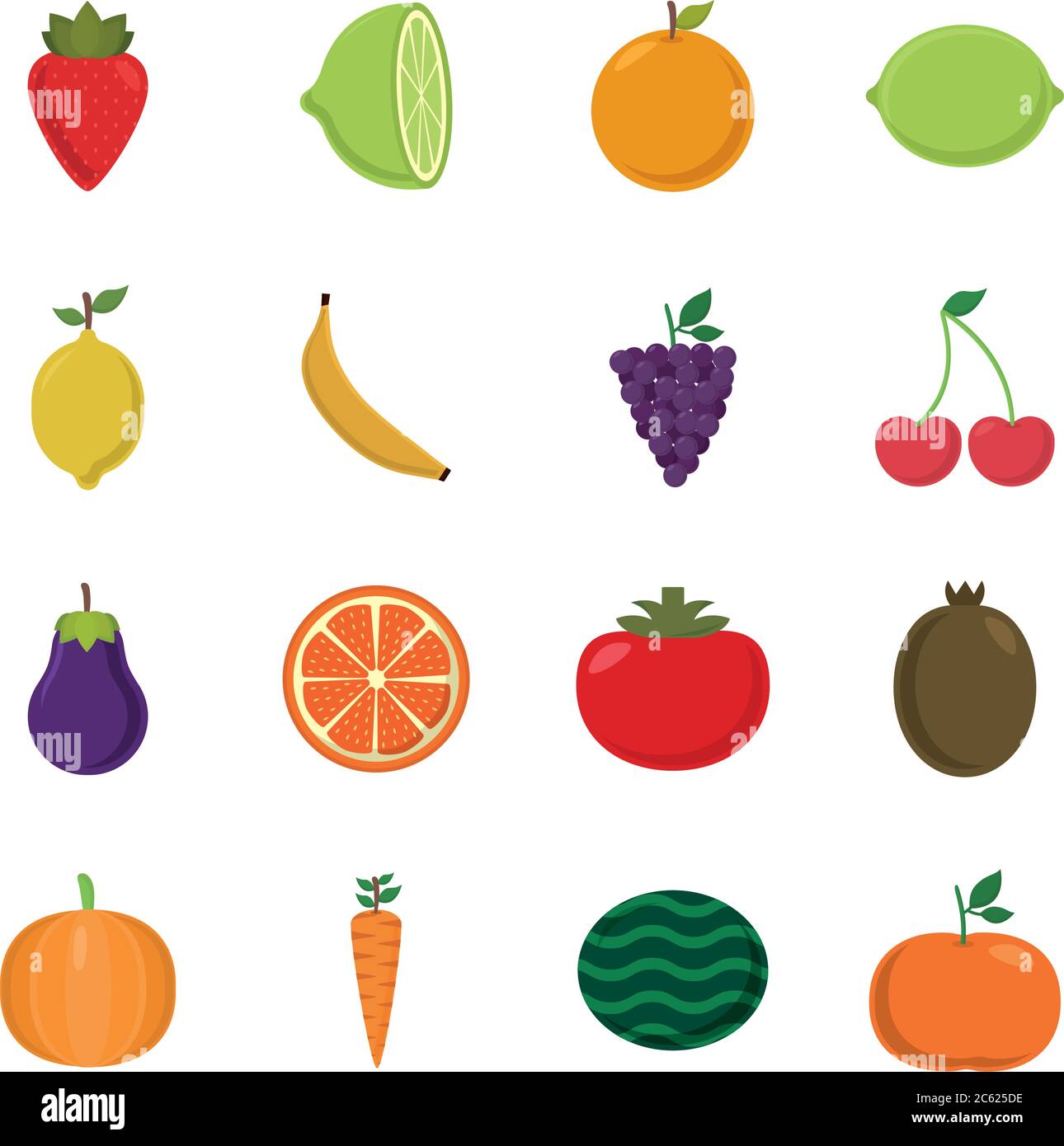 flat style icon set design, Fruits healthy organic food sweet and ...