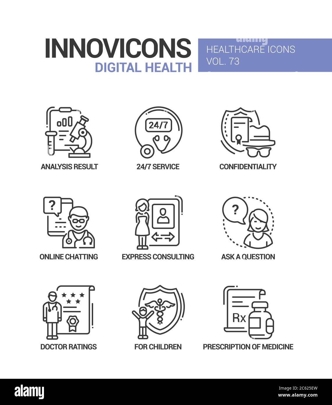 Digital health line design style icons set Stock Vector Image & Art - Alamy