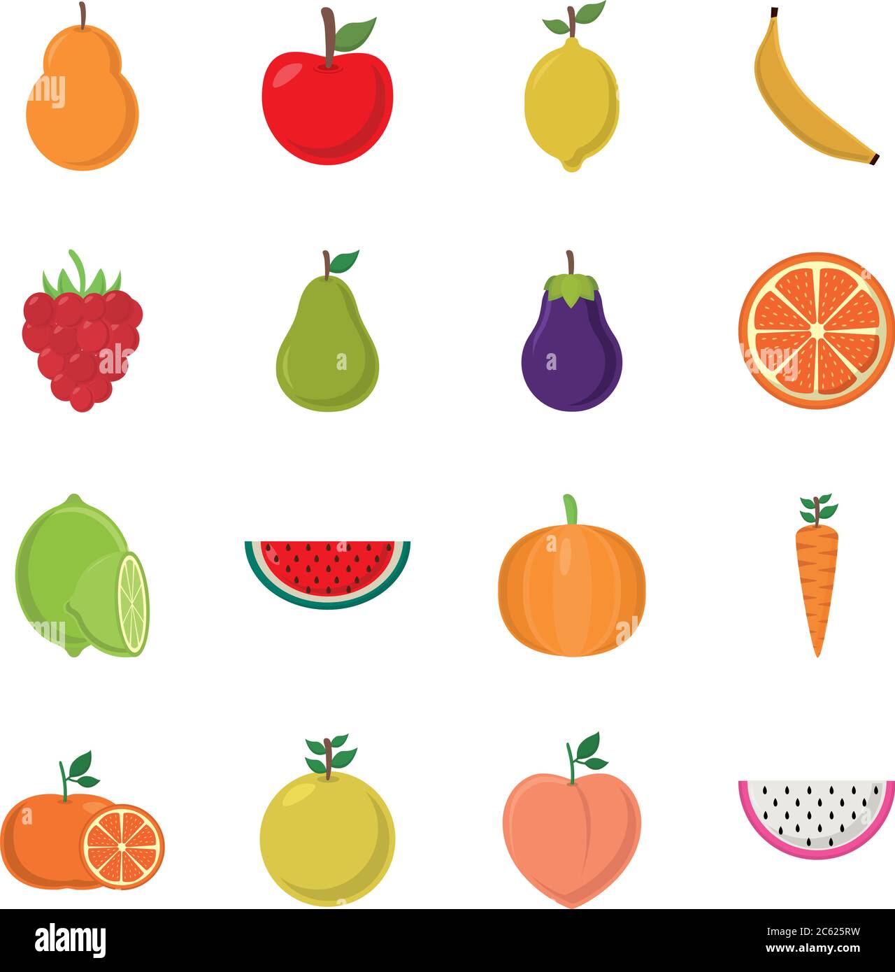 flat style icon set design, Fruits healthy organic food sweet and ...