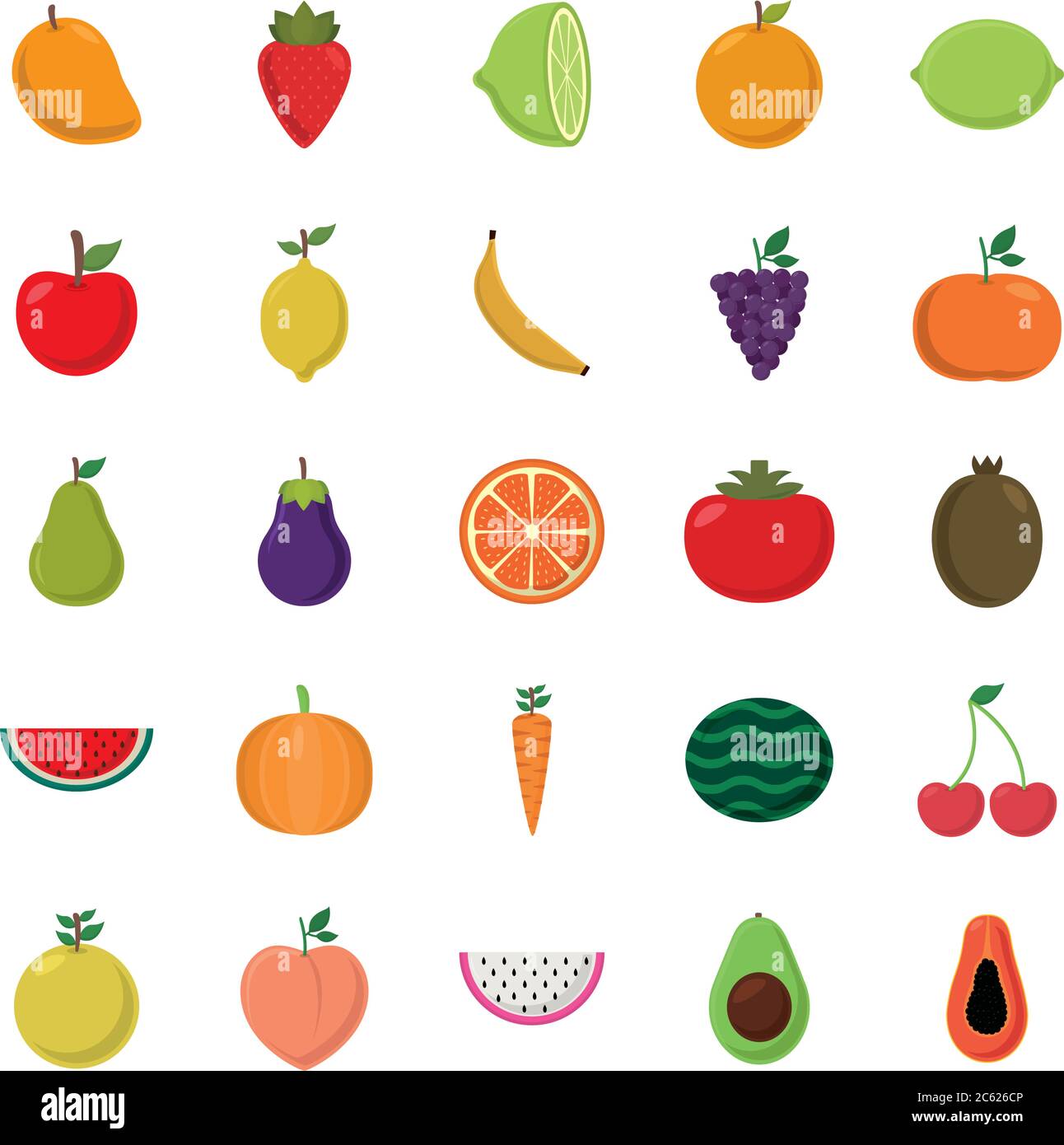 flat style icon set design, Fruits healthy organic food sweet and ...