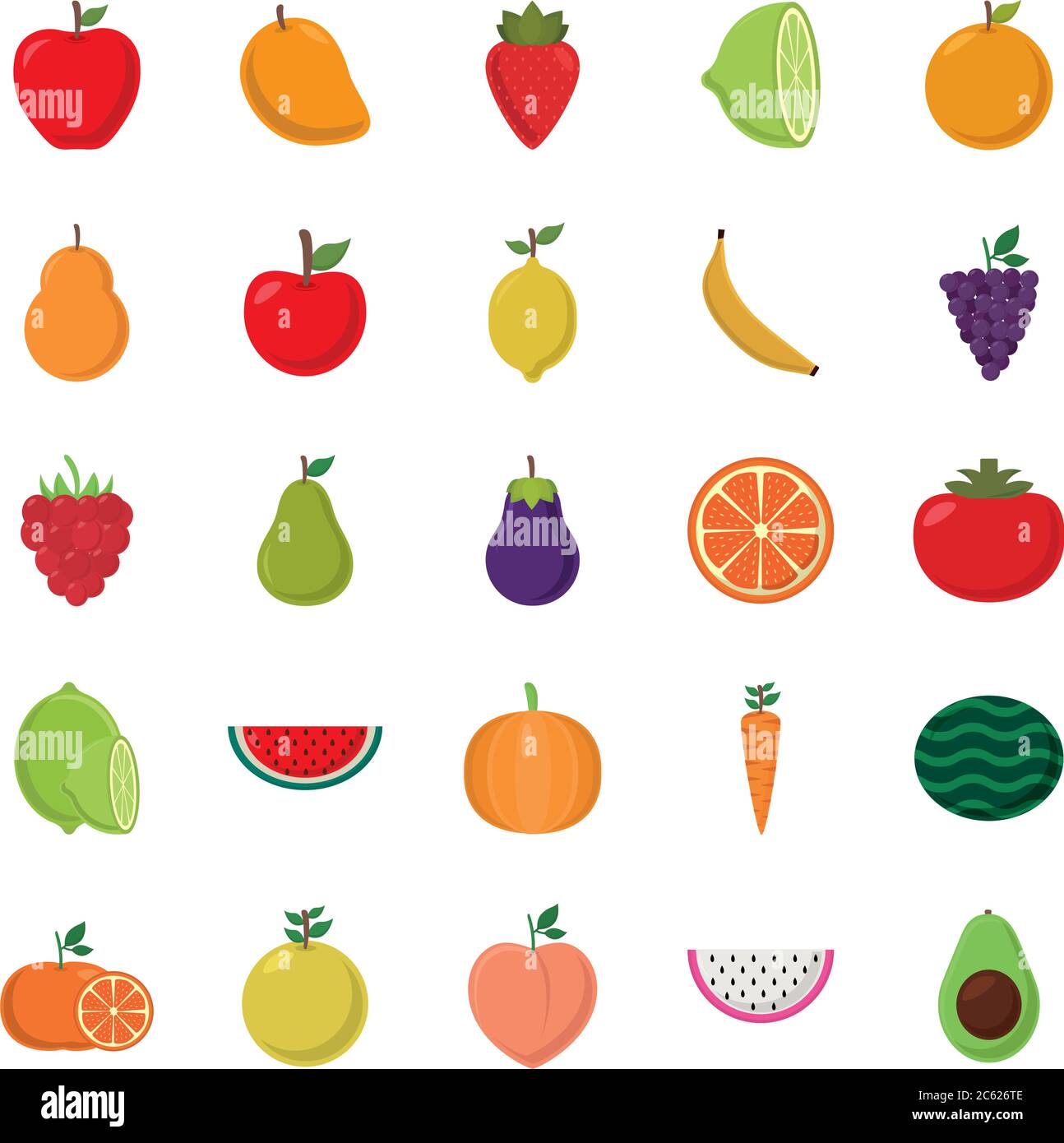 flat style icon set design, Fruits healthy organic food sweet and ...