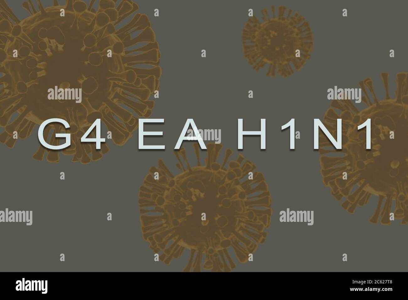 Inscription text of new virus called G4 EA H1N1 with 3d rendered illustration virus as background Stock Photo