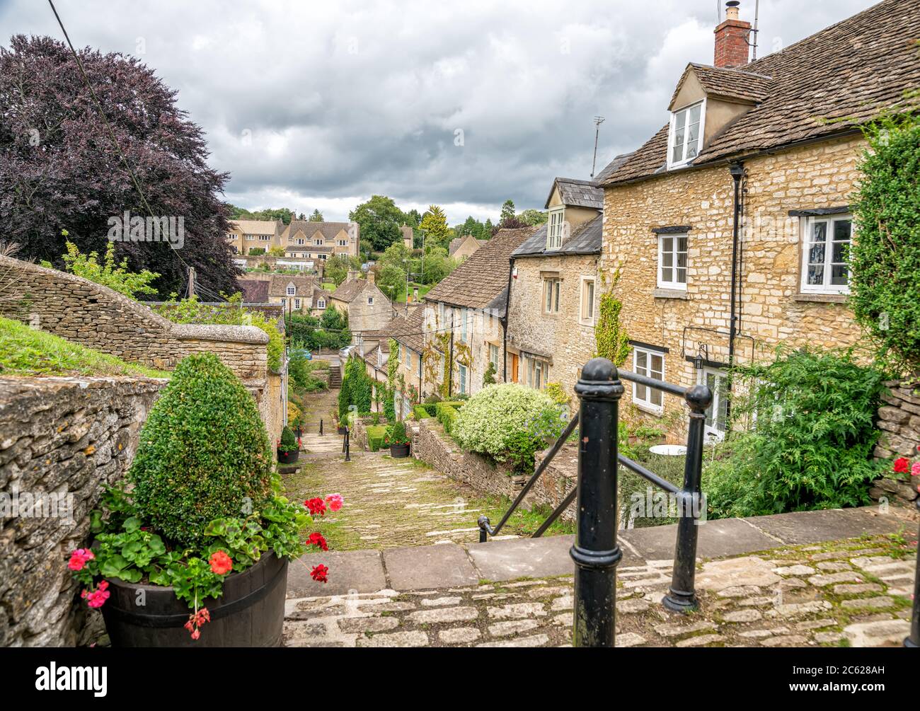 The Chipping Steps in Cotswold town of Tetbury, Gloucestershire, England, United Kingdom Stock Photo