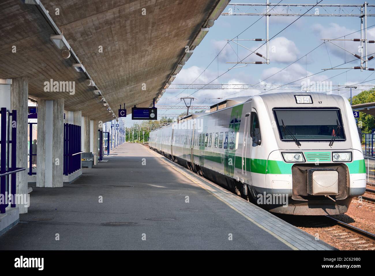 Kouvola, Finland July 30, 2019 Train on the station. Pendolino train