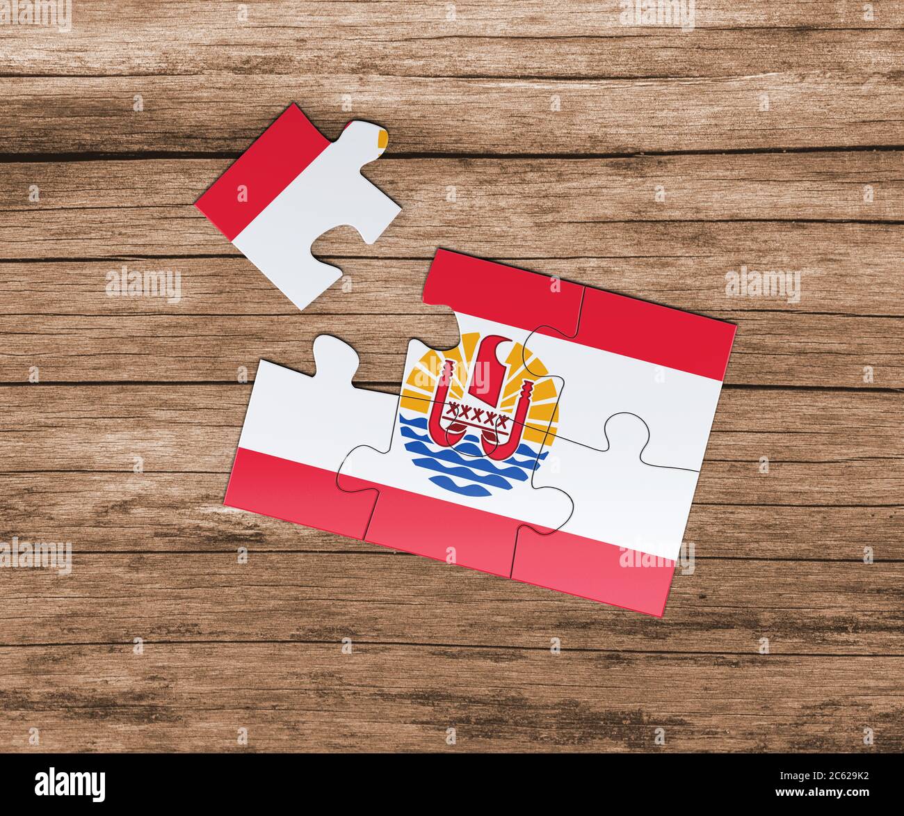 French Polynesia National Flag On Jigsaw Puzzle One Piece Is Missing Danger Concept Stock Photo Alamy