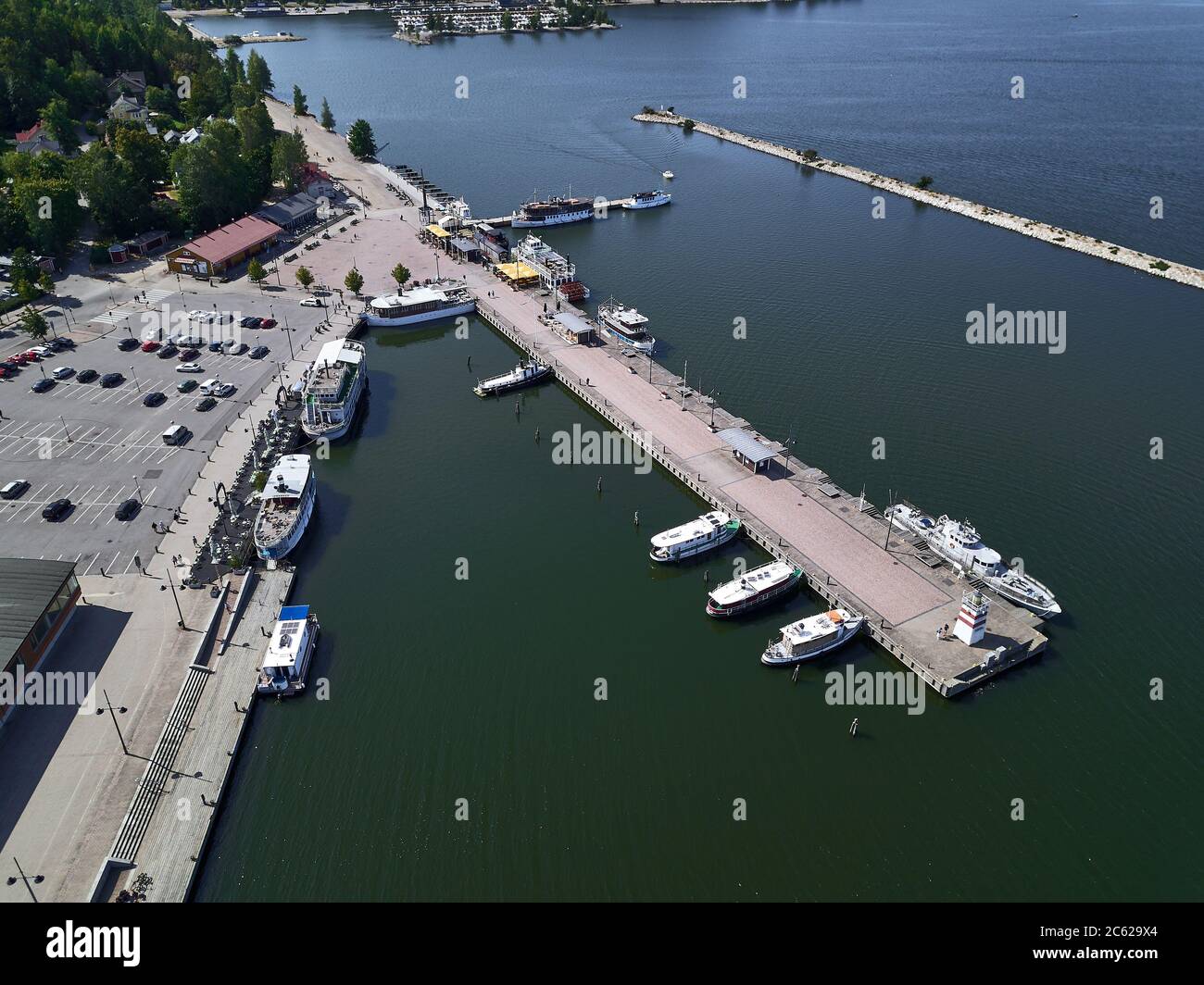 Aerial view of Vesijarvi Harbor in Lahti, Finland. Stock Photo