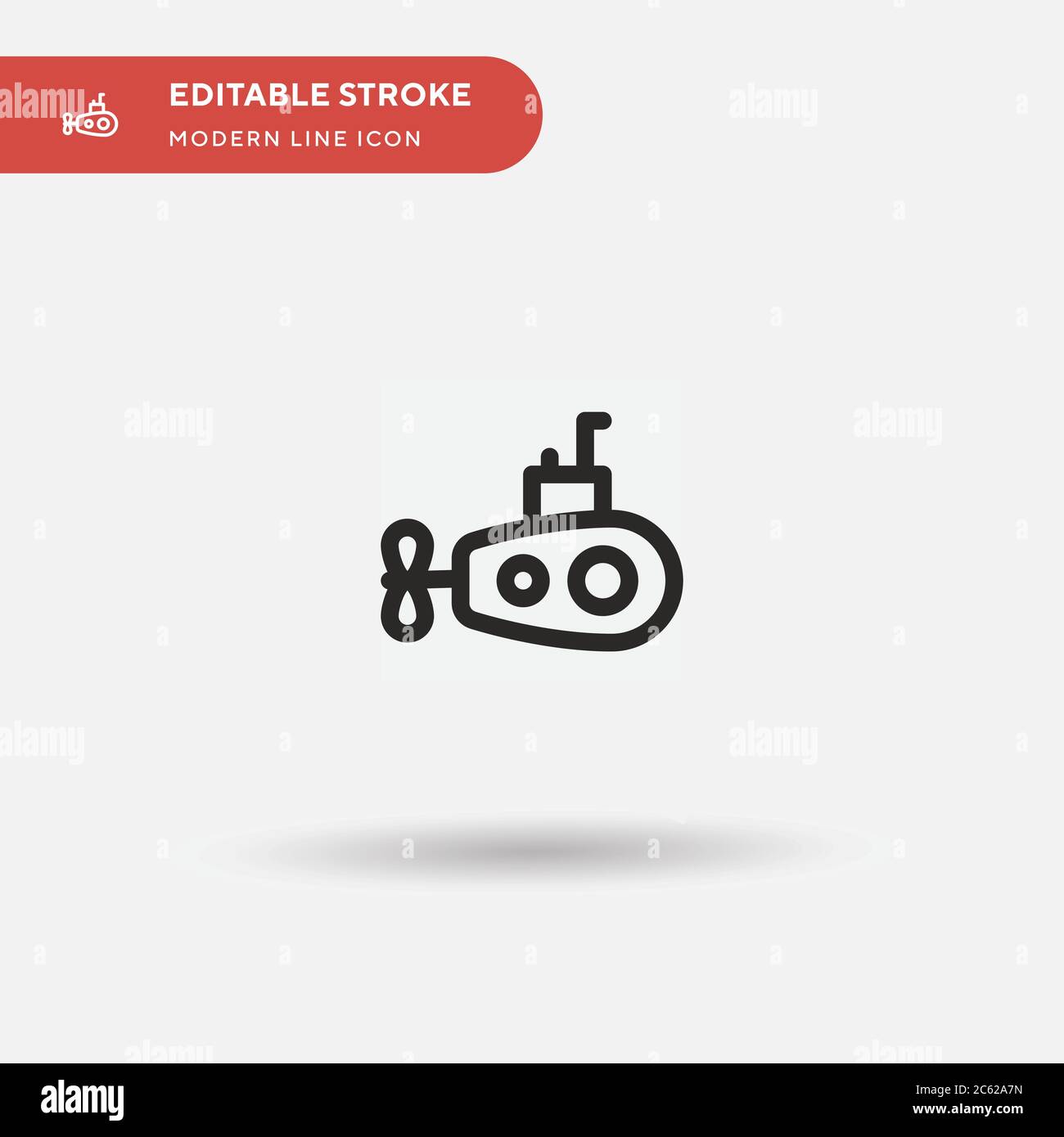 Submarine Simple vector icon. Illustration symbol design template for web mobile UI element. Perfect color modern pictogram on editable stroke. Submar Stock Vector