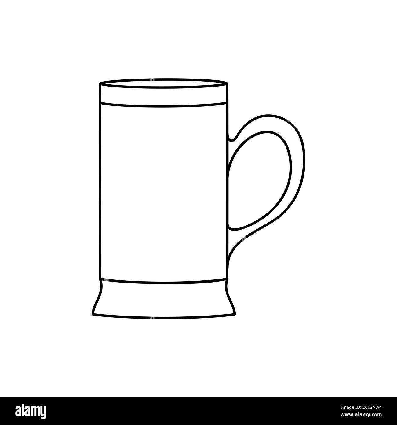 beer mug. Empty outline, simple style, isolated on a white background
