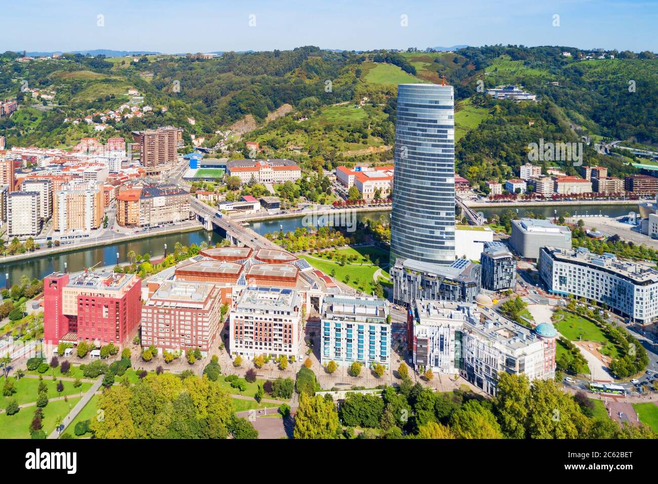 Bilbao aerial panoramic view. Bilbao is the largest city in the Basque ...