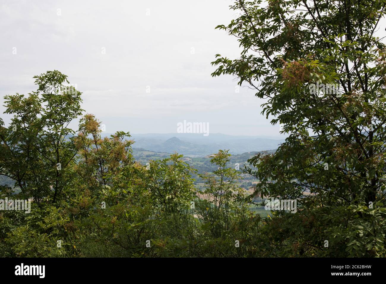 Scenica view of Bormida Valley from the hills near Sessame, Piedmont, Italy Stock Photo