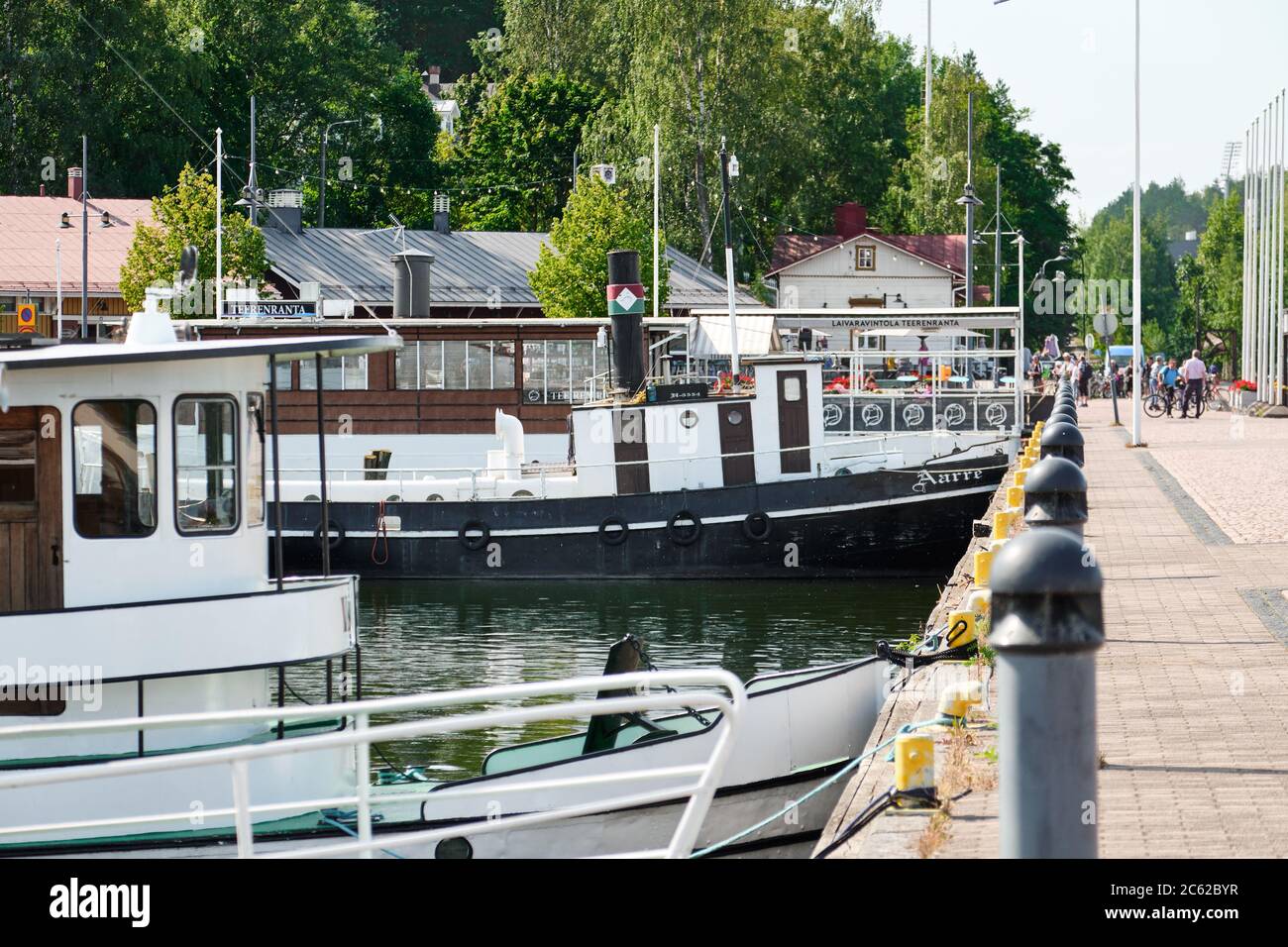 Lahti, Finland - August 6, 2019: Retro steamboats in Vesijarvi Harbor. Stock Photo