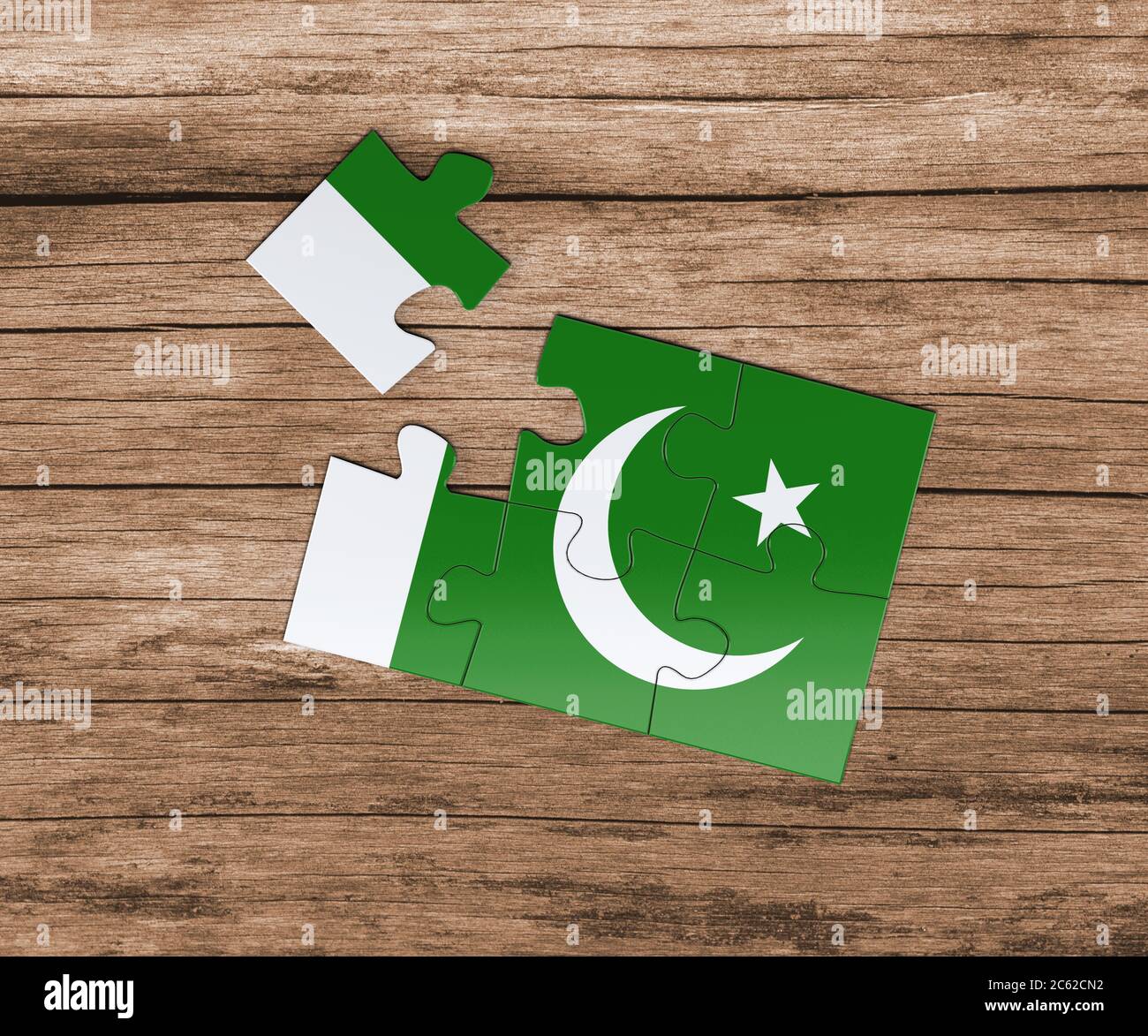 Pakistan national flag on jigsaw puzzle. One piece is missing. Danger  concept Stock Photo - Alamy