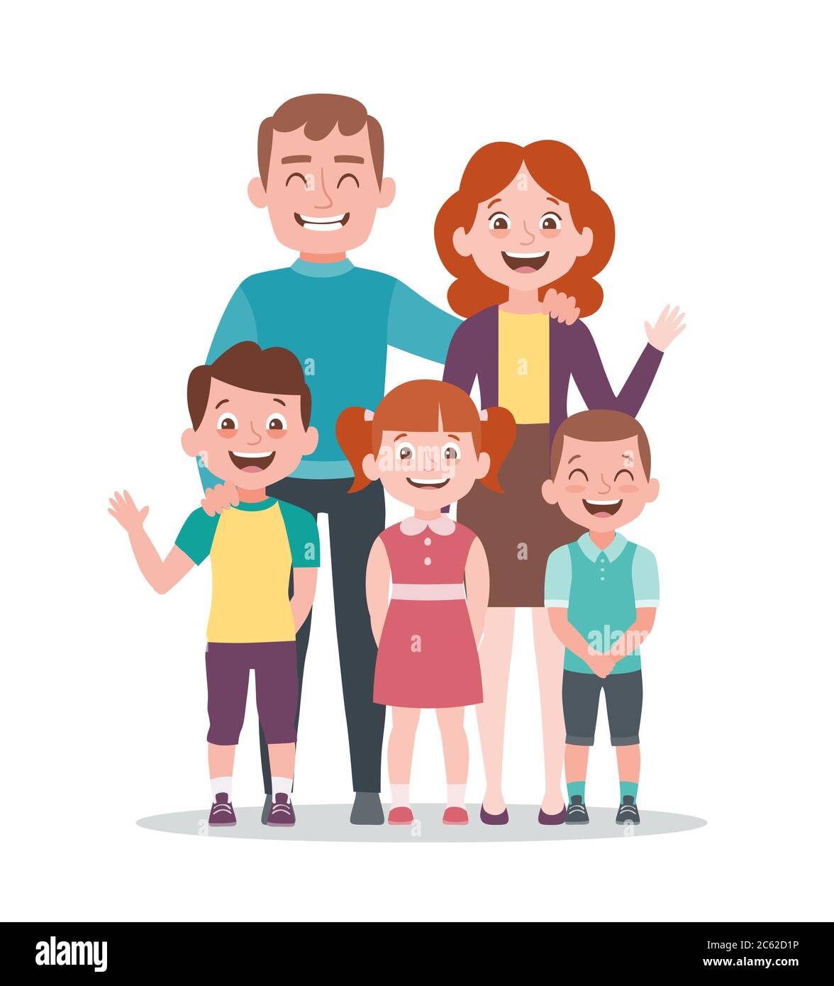 Family portrait. Father, mother and children. Full lenght portrait of family members standing together. Vector illustration in cartoon style isolated Stock Vector Image & Art - Alamy Family portrait. Father, mother and children. Full lenght portrait of family members standing together. Vector illustration in cartoon style isolated Stock Vector Image & Art - Alamy